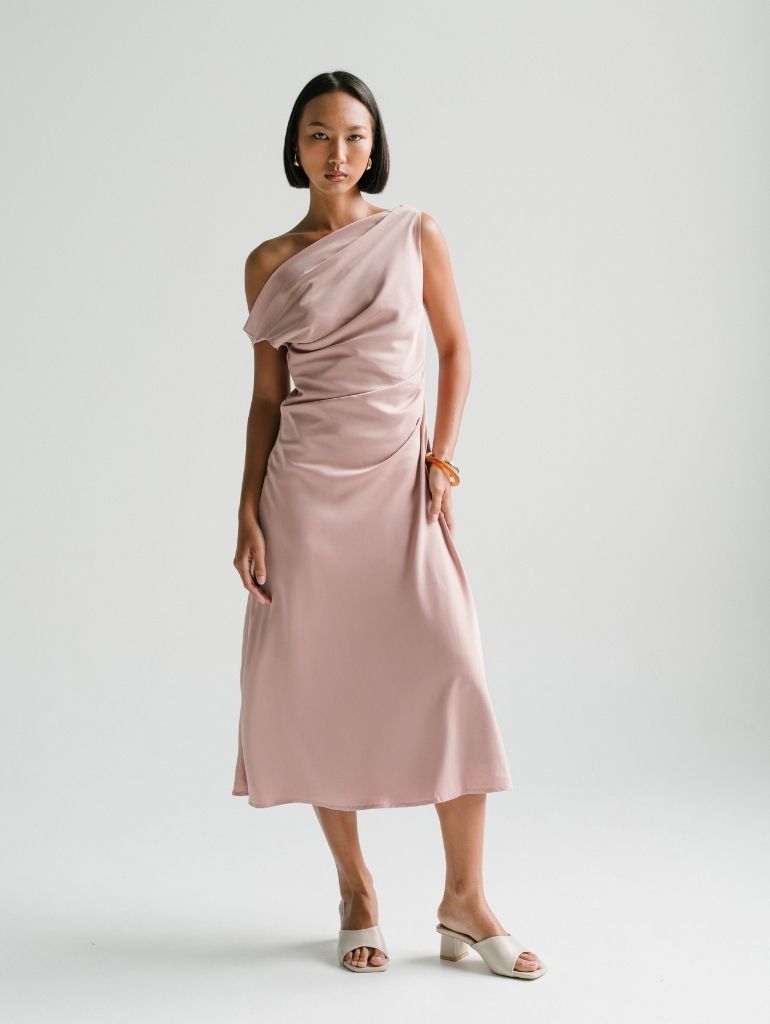 taupe satin dress Salma Satin Dress in Taupe – SAINT X SINNER