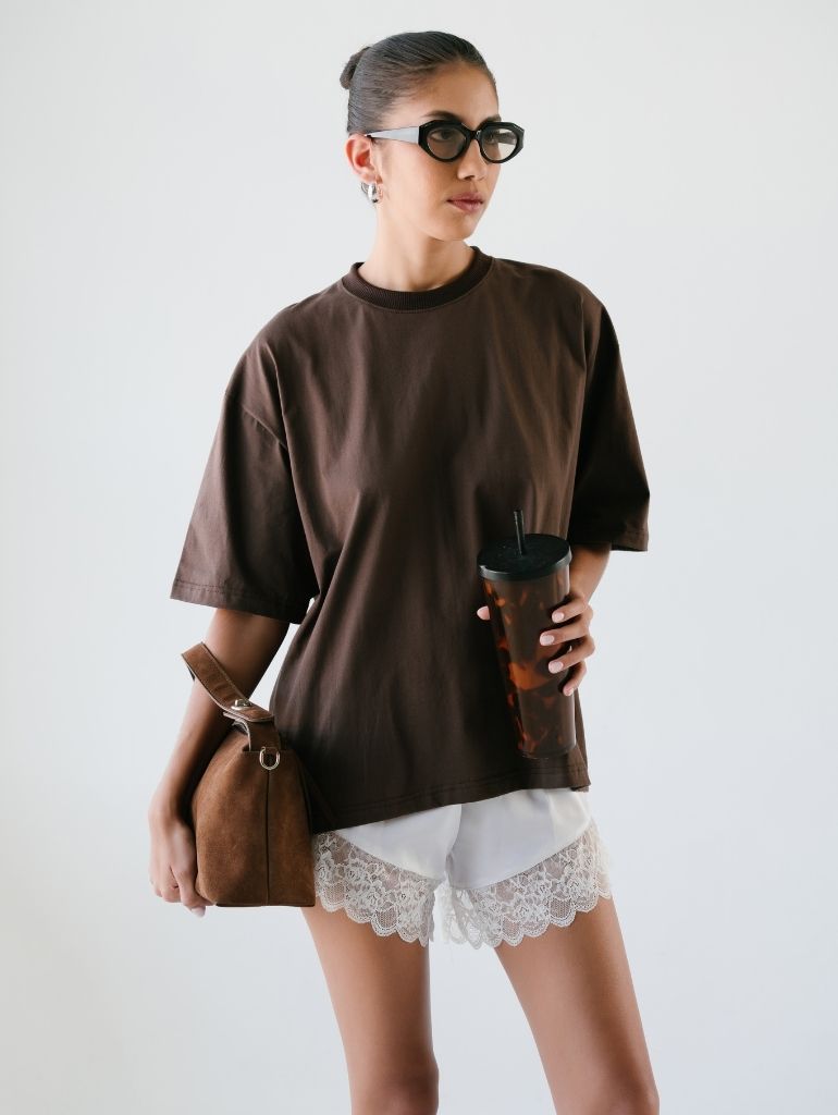 Plain Oversized Tee/Espresso