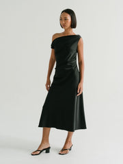 Salma Satin Dress in Black