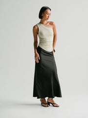 Zali Satin Skirt in Brown