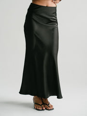 Zali Satin Skirt in Brown
