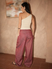Frankie Wide Barrel Pants/Maroon