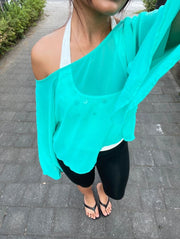 Iris Sheer Top/Aqua