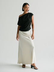 Zali Satin Skirt in Brown