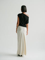 Zali Satin Skirt in Brown