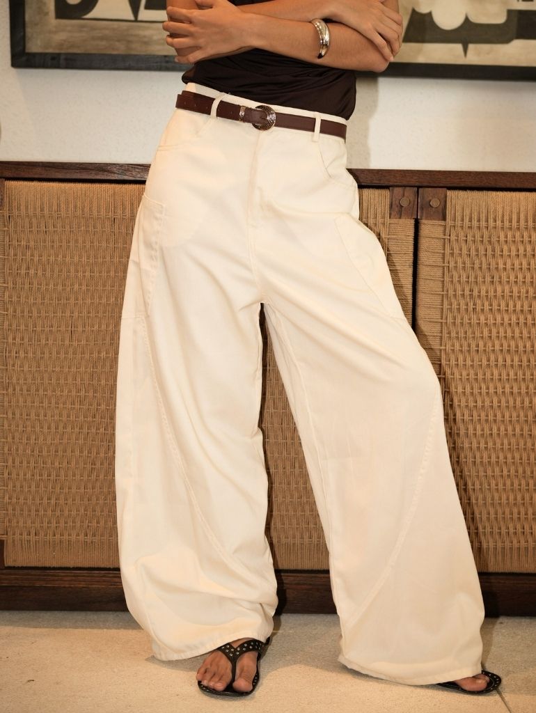 Frankie Wide Barrel Pants/Off White