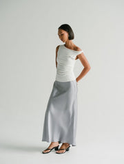 Zali Satin Skirt in Brown