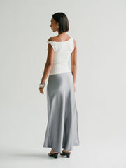 Zali Satin Skirt in Brown