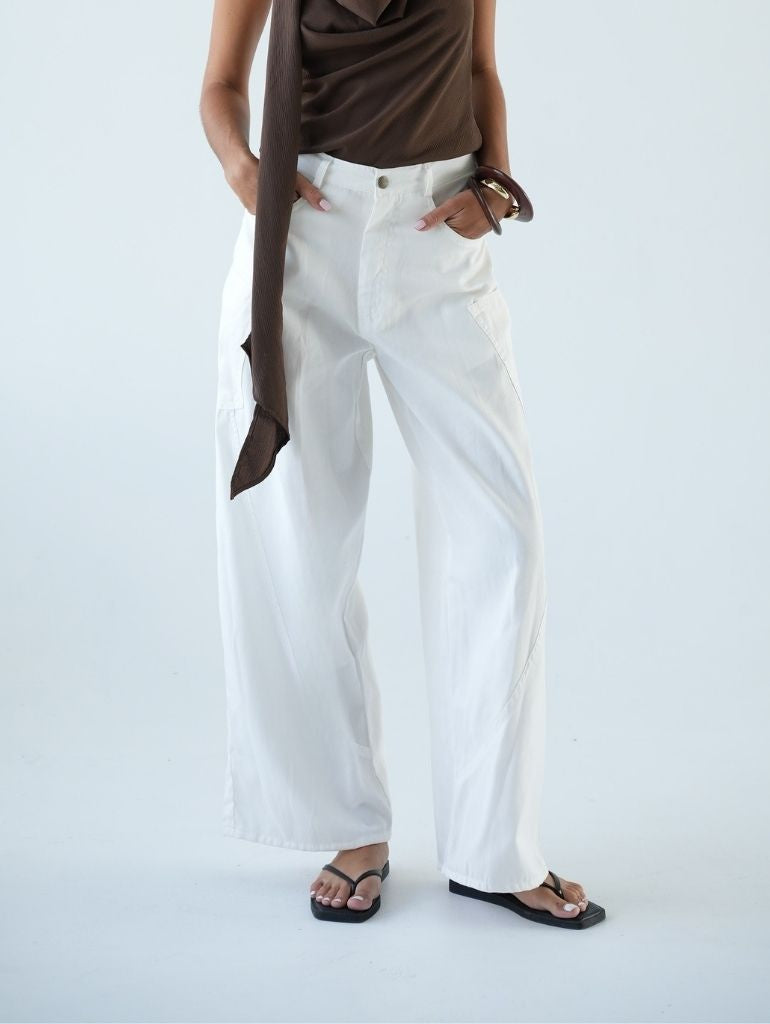 Frankie Wide Barrel Pants/Off White