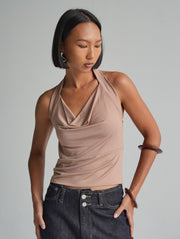Lea Drape Top in Taupe