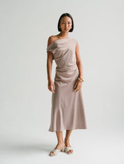 Salma Satin Dress in Baby Rose