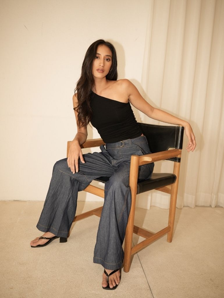 Liv One Shoulder Top Black
