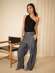 Liv One Shoulder Top Black