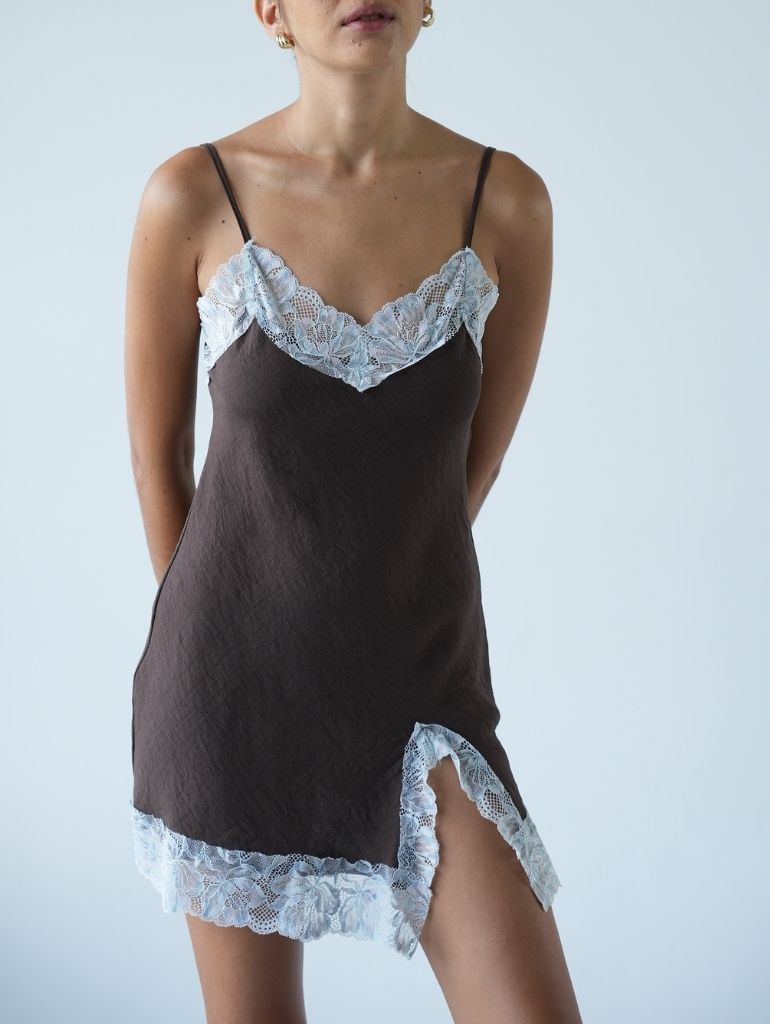 Inez Lace Dress/Espresso Blue