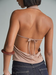 Lea Drape Top in Taupe
