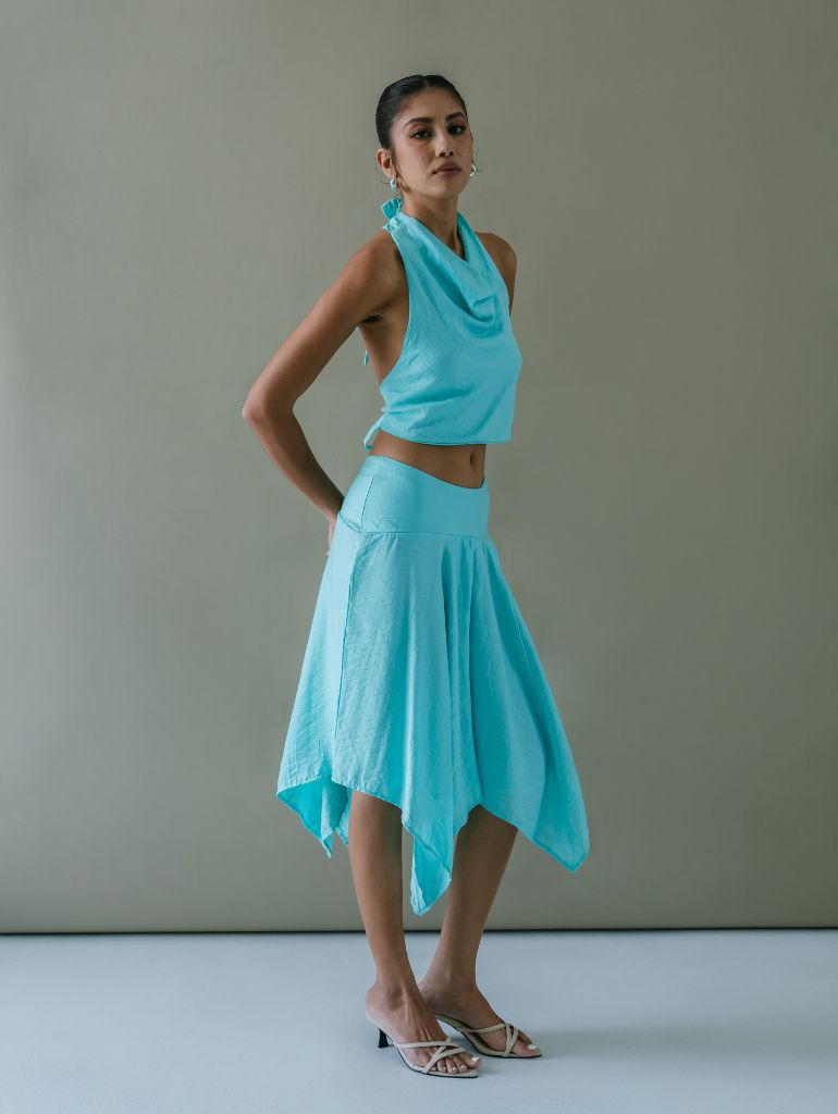 Sabine Midi Skirt/Aqua