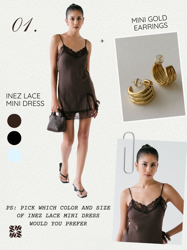 The Gift Box 01: Inez Lace Mini Dress + Mini Gold Earrings