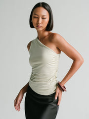 Hale One Shoulder Top in Bone