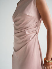 Salma Satin Dress in Baby Rose