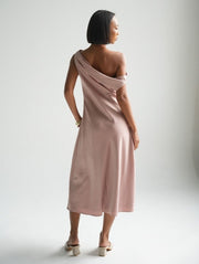 Salma Satin Dress in Baby Rose