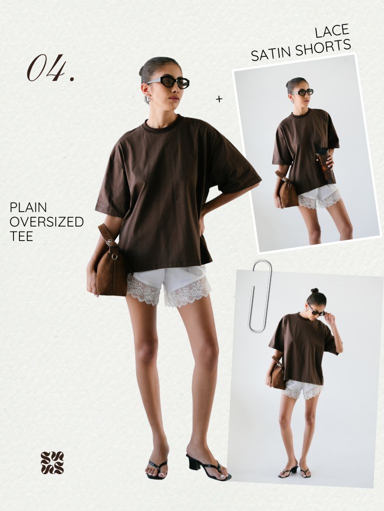 The Gift Box 04: Plain Oversized Tee + Lace Satin Shorts