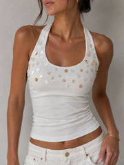 Havana Halter Tank/Off-White