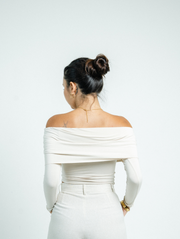 Savannah Off Shoulder Top in Bone