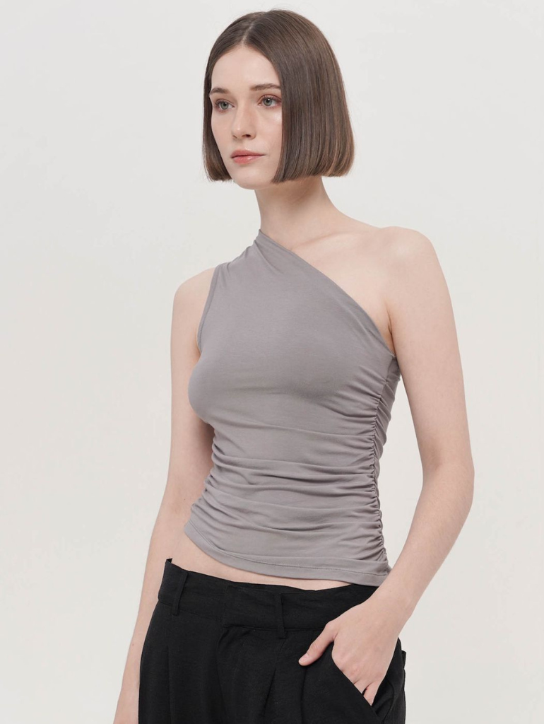 Hale One Shoulder Top in Stone