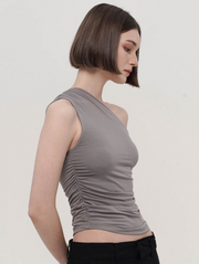 Hale One Shoulder Top in Stone