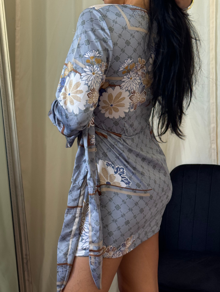 SAMPLE | Mahalia Mini Dress in Blue Satin