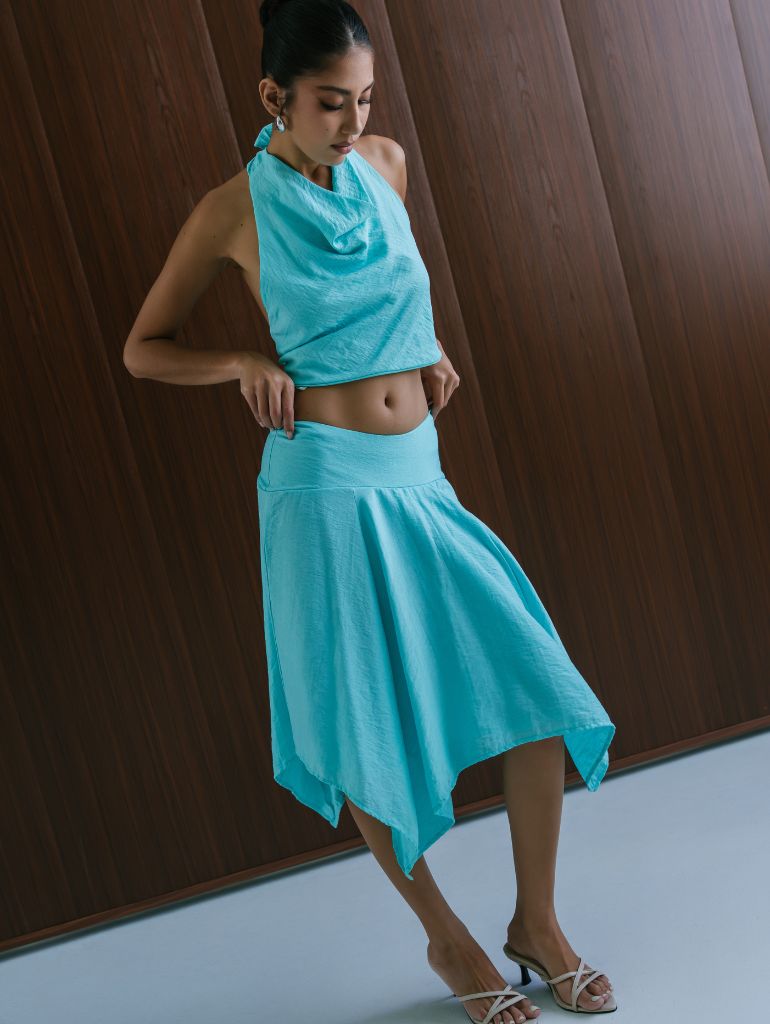 Sabine Midi Skirt/Aqua