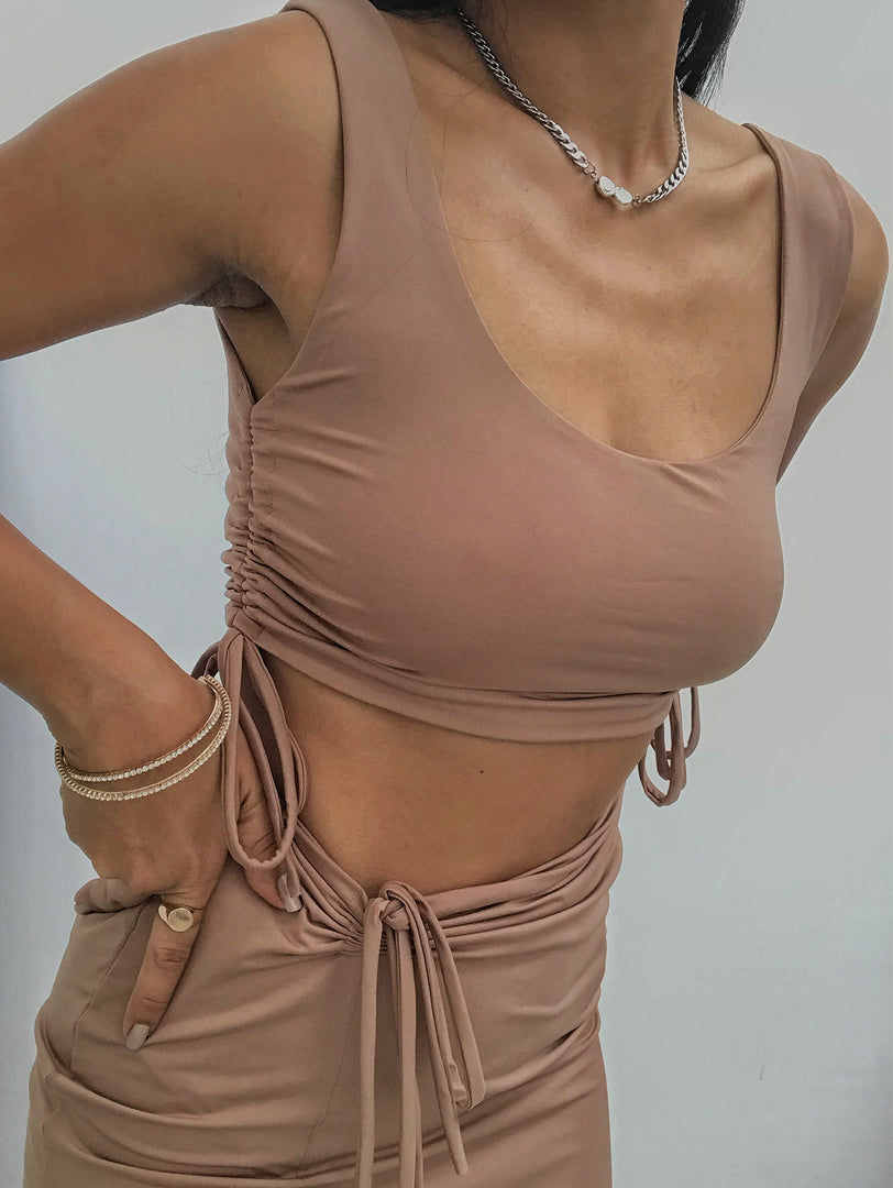 Naya Drawstring Skirt in Beige