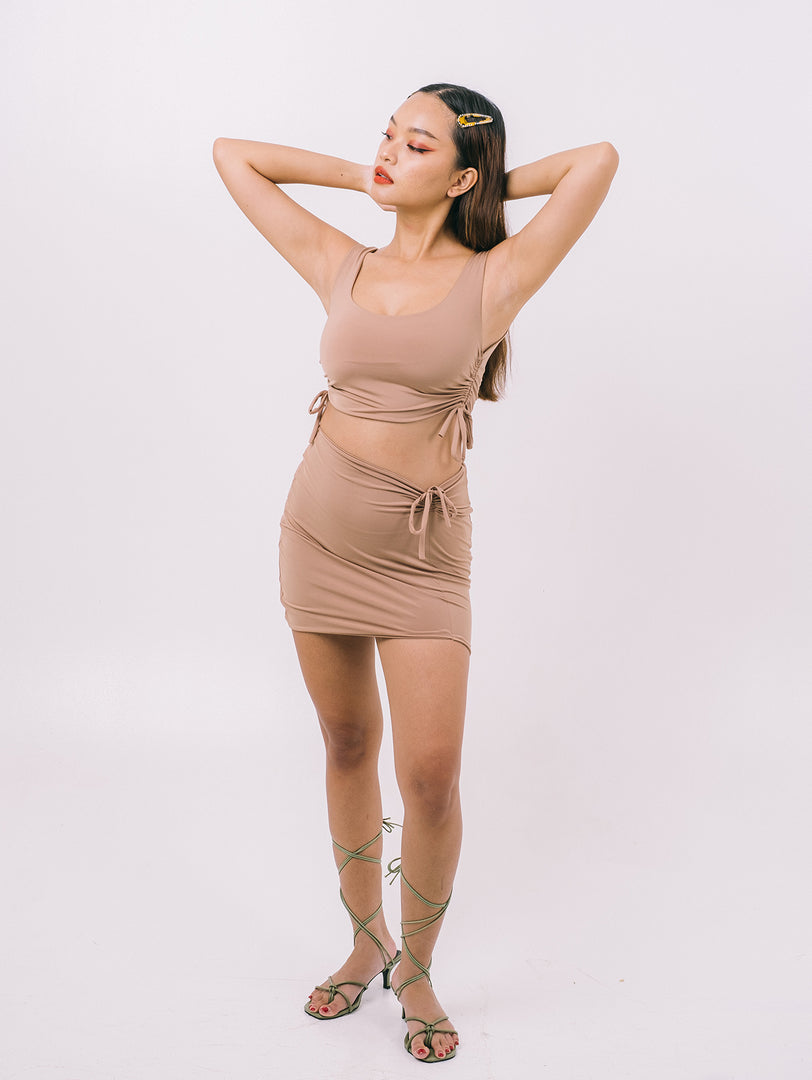 Naya Drawstring Skirt in Beige