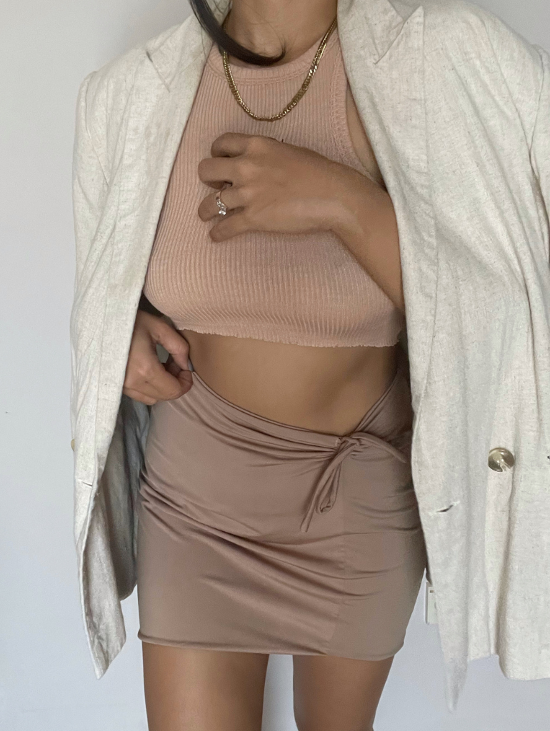Naya Drawstring Skirt in Beige