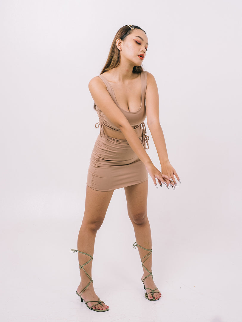 Naya Drawstring Skirt in Beige